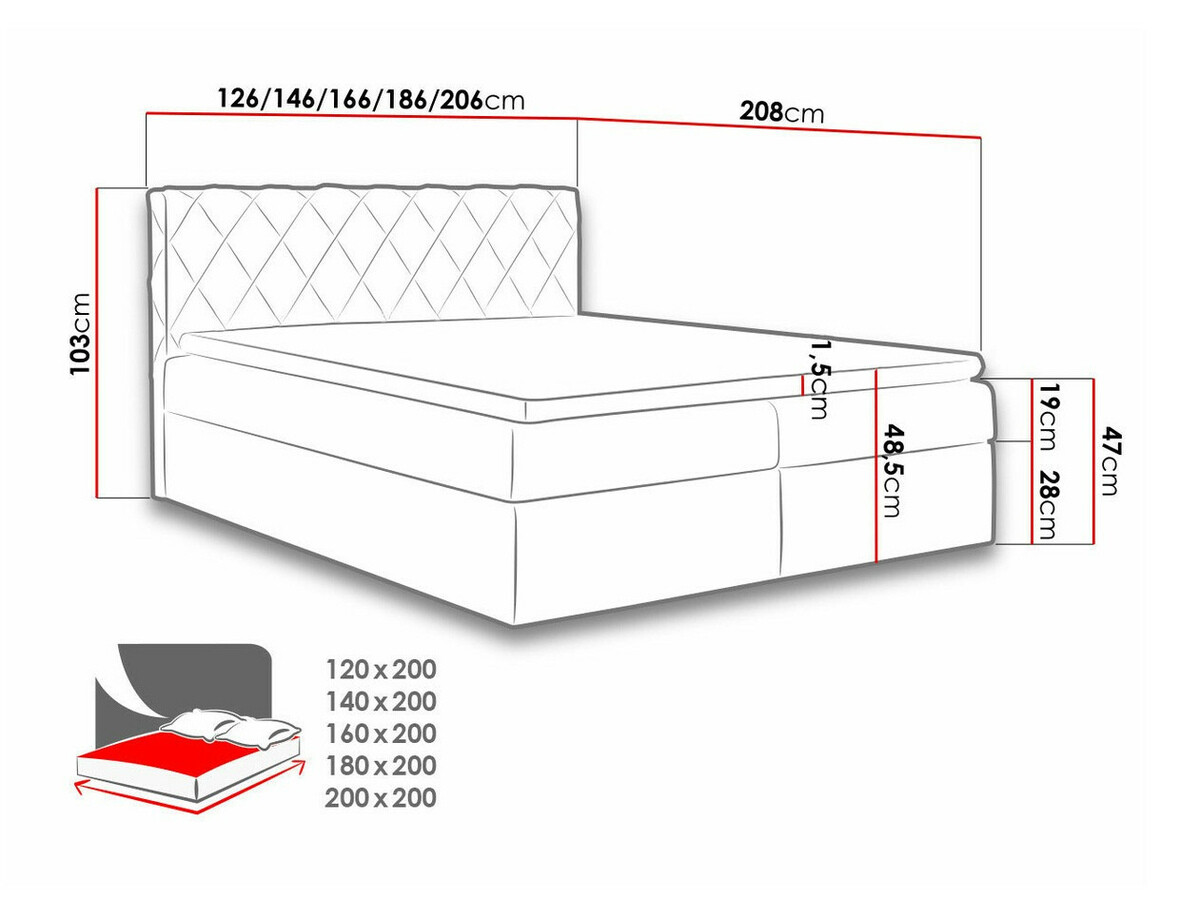 Boxspring krevet Genus (Velluto 7)
