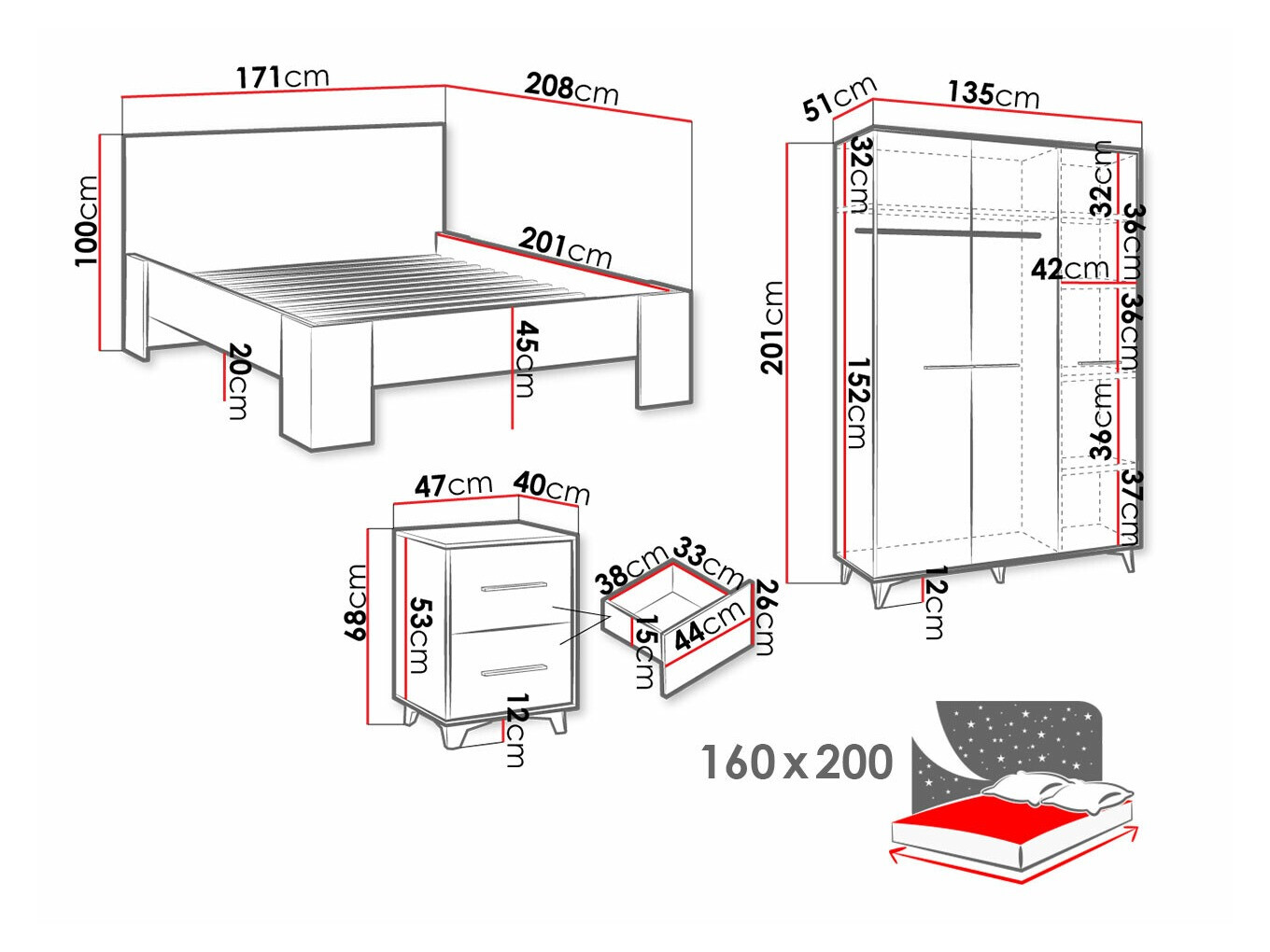 Set za spavaću sobu Avimora 120