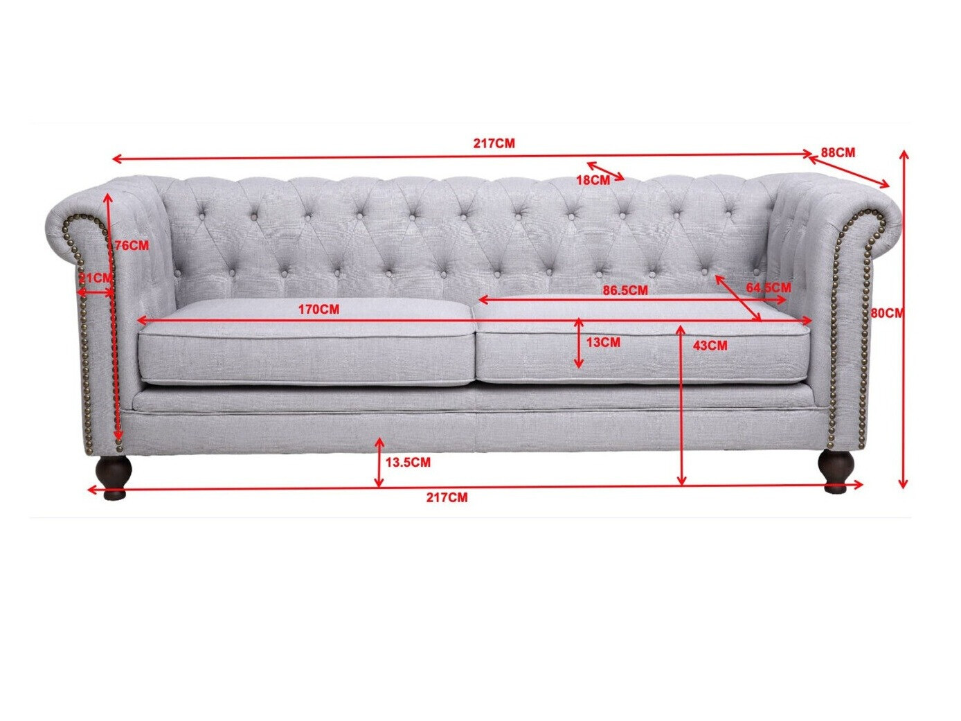 Chesterfield kauč Dallas 255 (Plava)