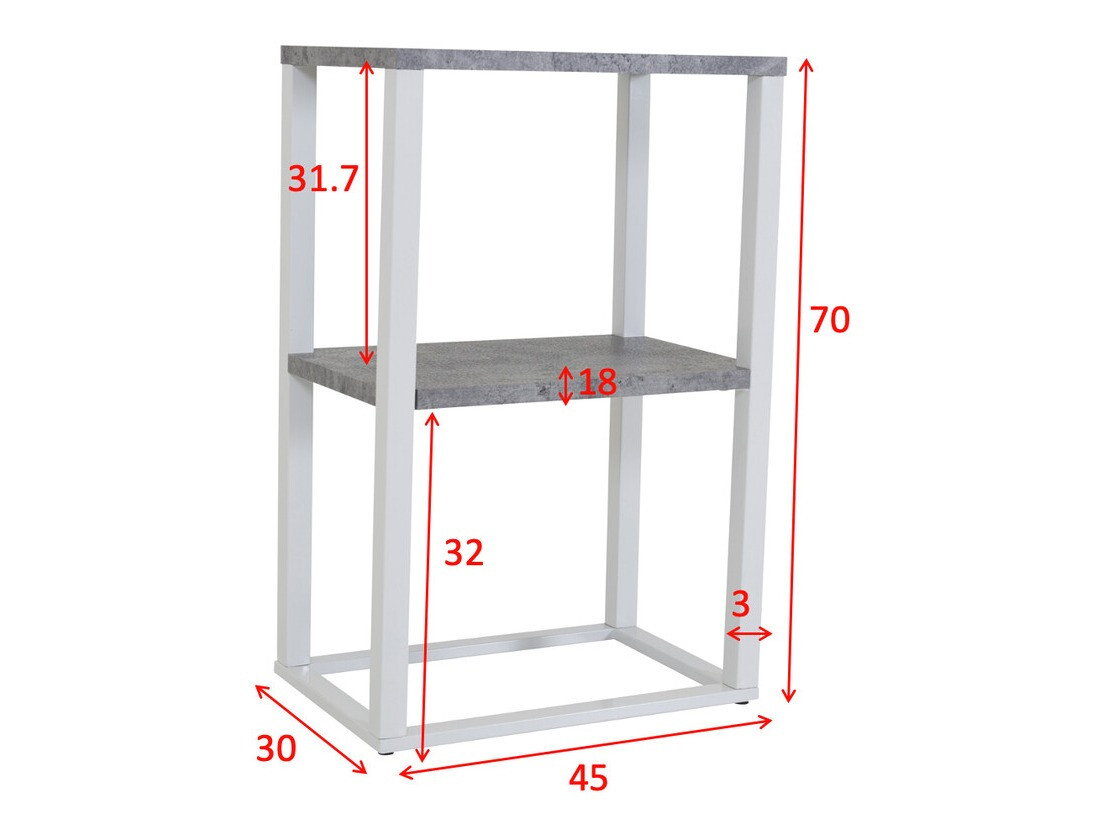 Pomoćni stolić Dallas 3219 (Bijela + Boja betona)