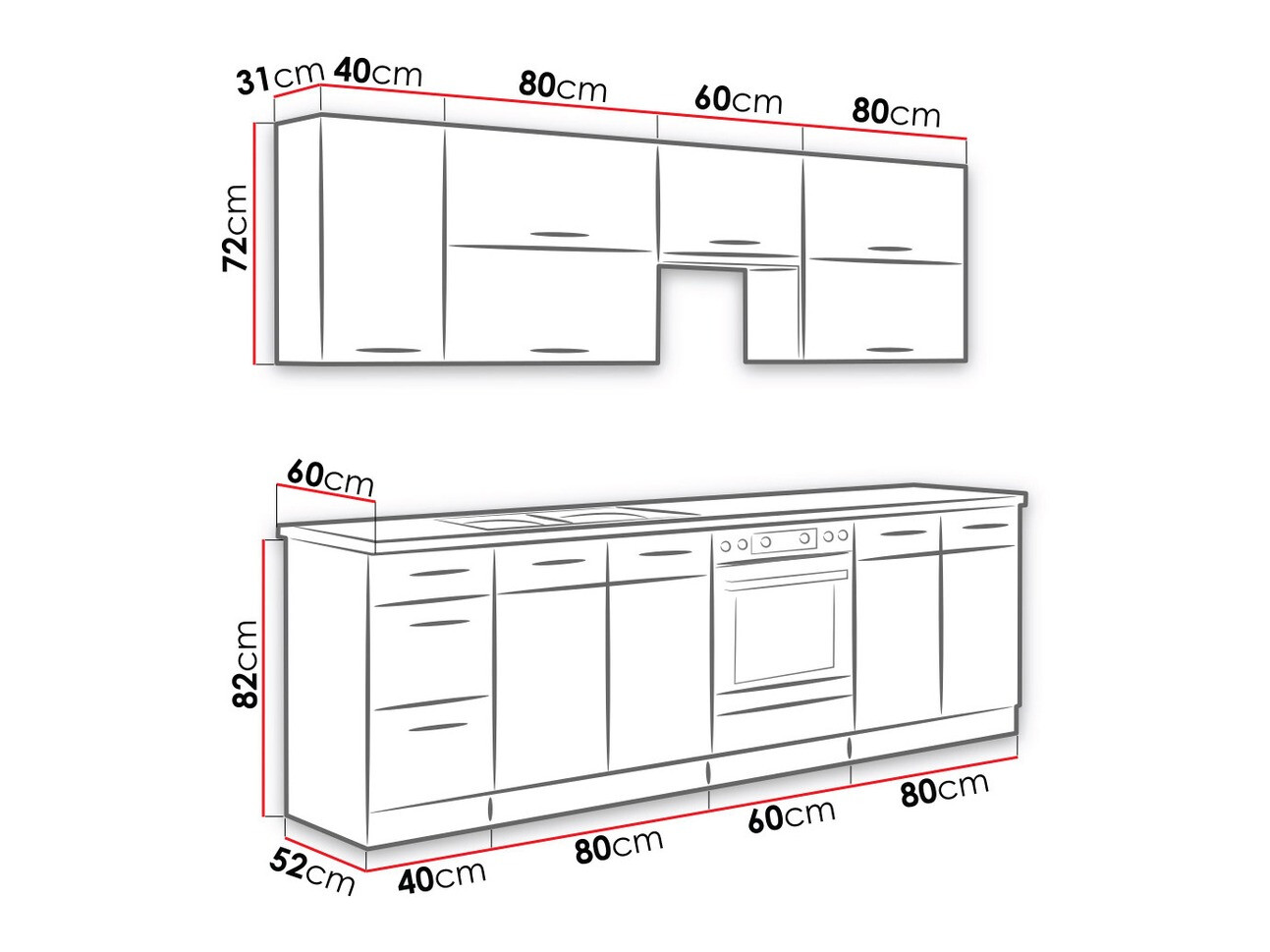 Modularan kuhinjski set Wood White 138