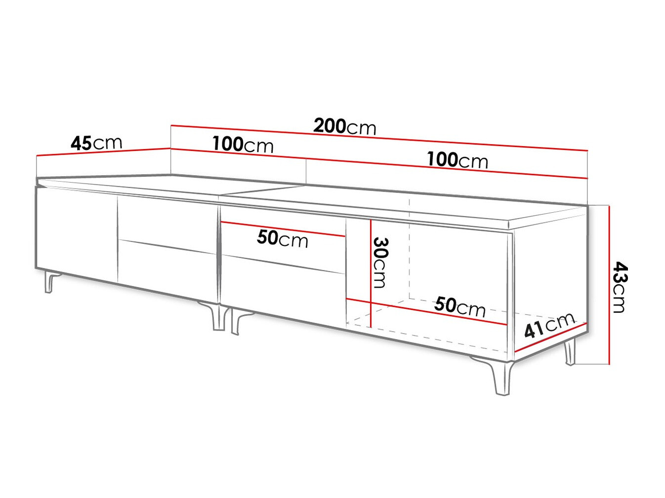 TV stol Nashville 128 (Bijela + Sjajno bijela)