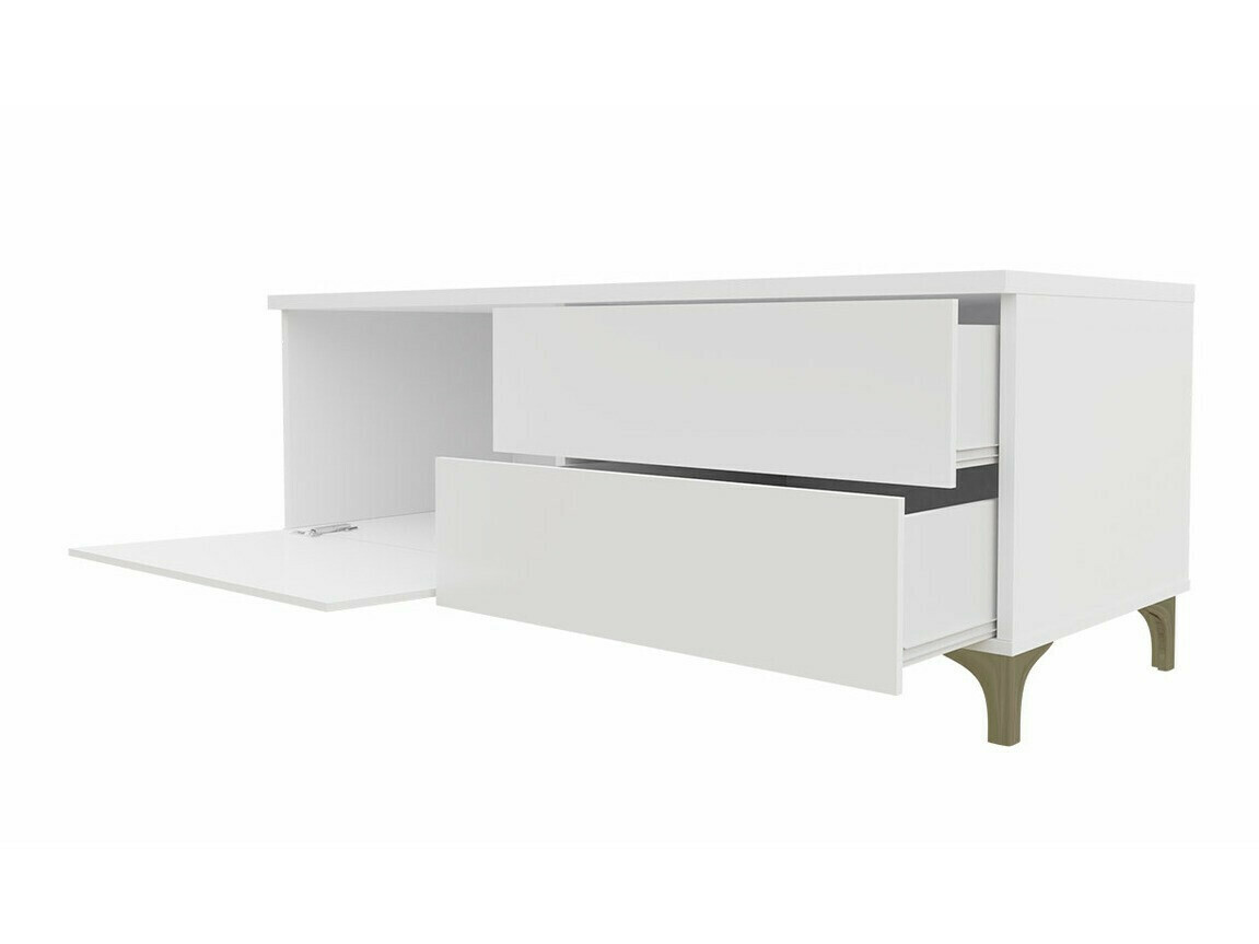 TV stol Nashville 128 (Bijela + Sjajno crna)