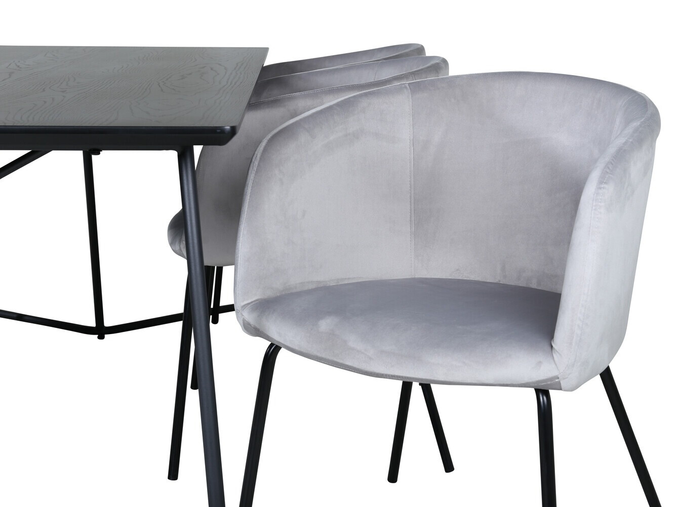 Blagovaonski set Dallas 2569 (Svijetlo siva + Crna)