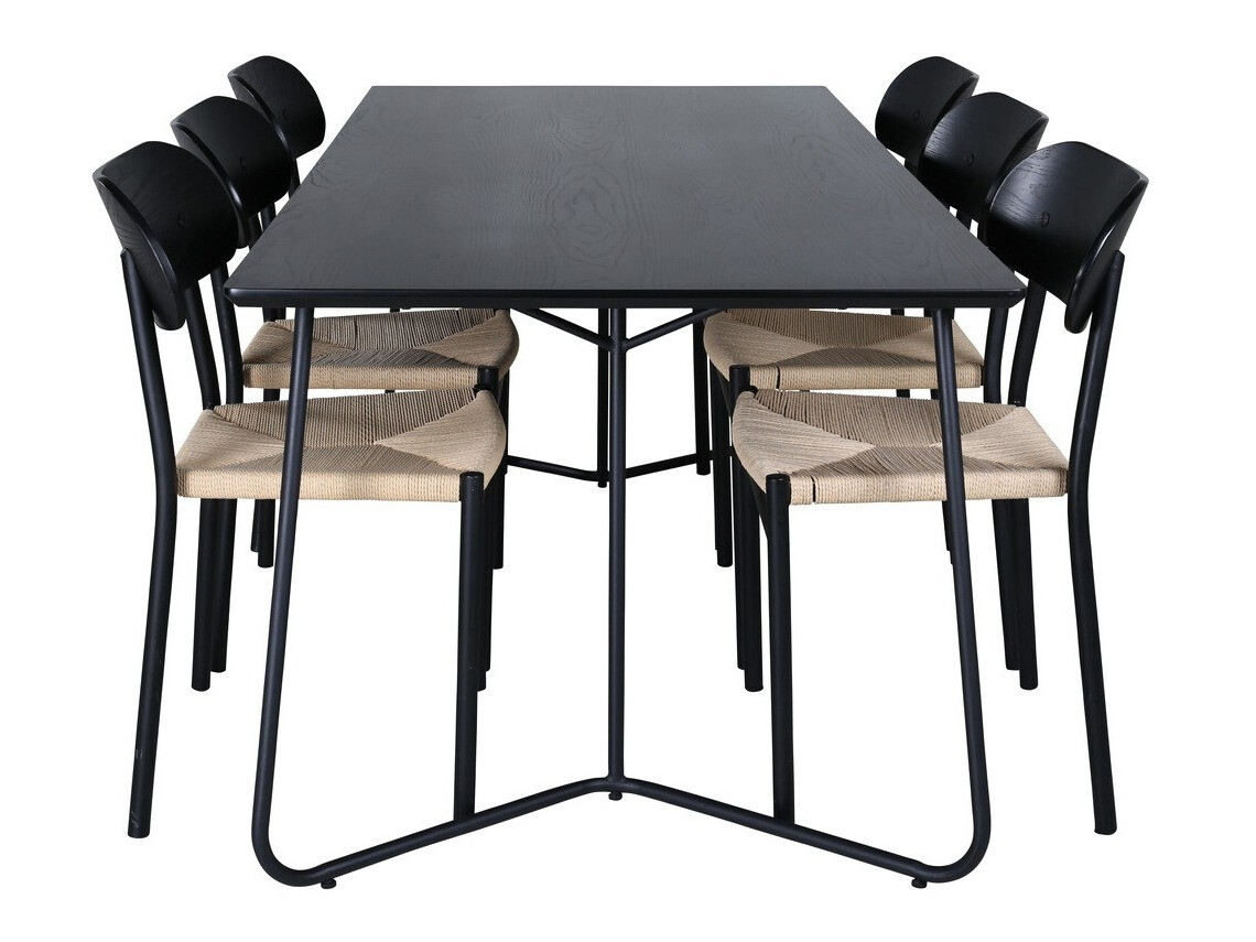 Blagovaonski set Dallas 2716 (Crna + Svijetlo smeđa)