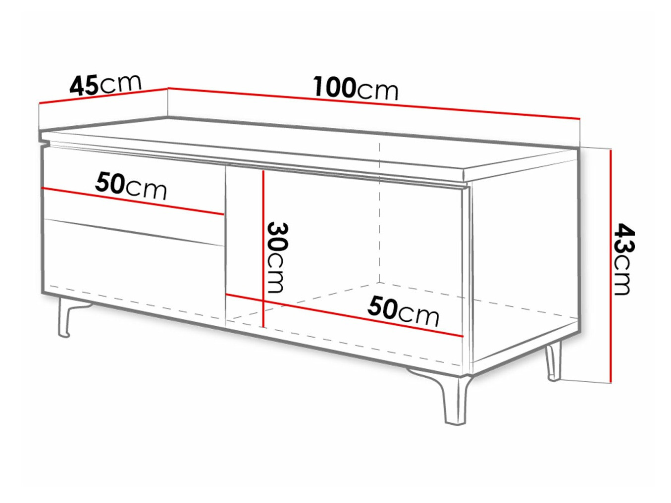 TV stol Nashville 130 (Bijela + Sjajno bijela)
