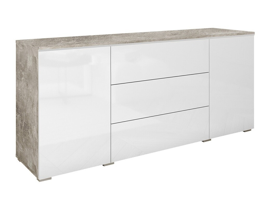 Komoda Mirfivo 102 (Boja betona + Sjajno bijela)