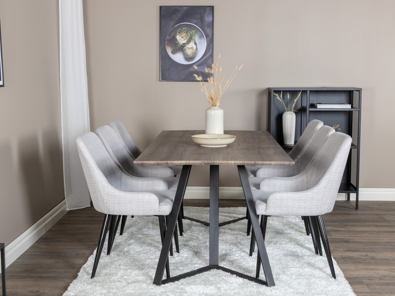 Blagovaonski set Dallas 1345 (Svijetlo siva + Crna)