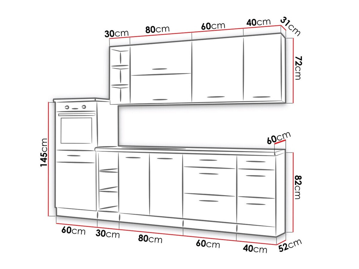 Modularan kuhinjski set Wood White 136