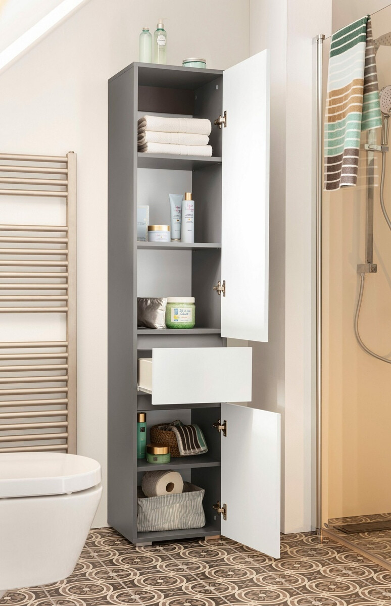 Samostojeći kupaonski ormarić Soncamu 106 (Bijela + Antracit)