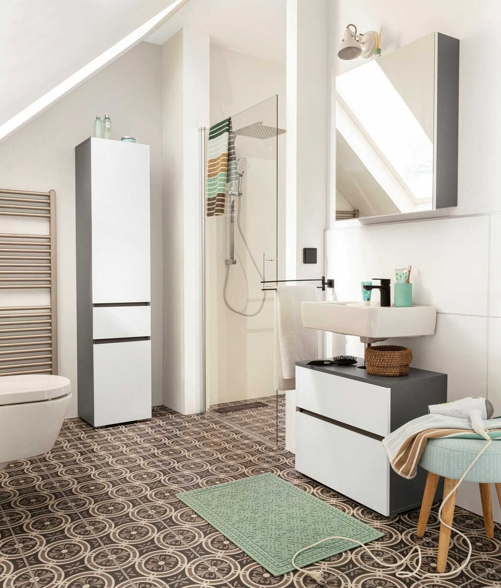 Samostojeći kupaonski ormarić Soncamu 106 (Bijela + Antracit)