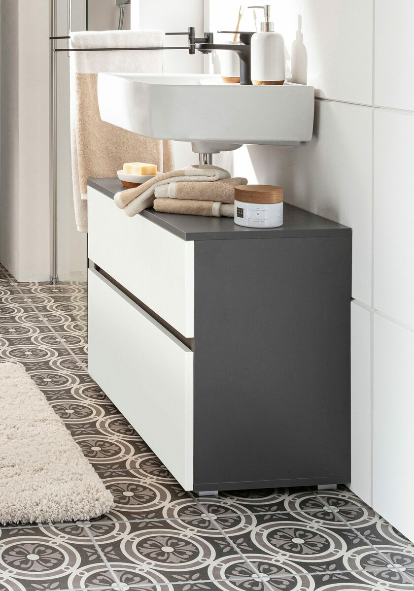 Samostojeći kupaonski ormarić za umivaonik Soncamu 109 (Bijela + Antracit)