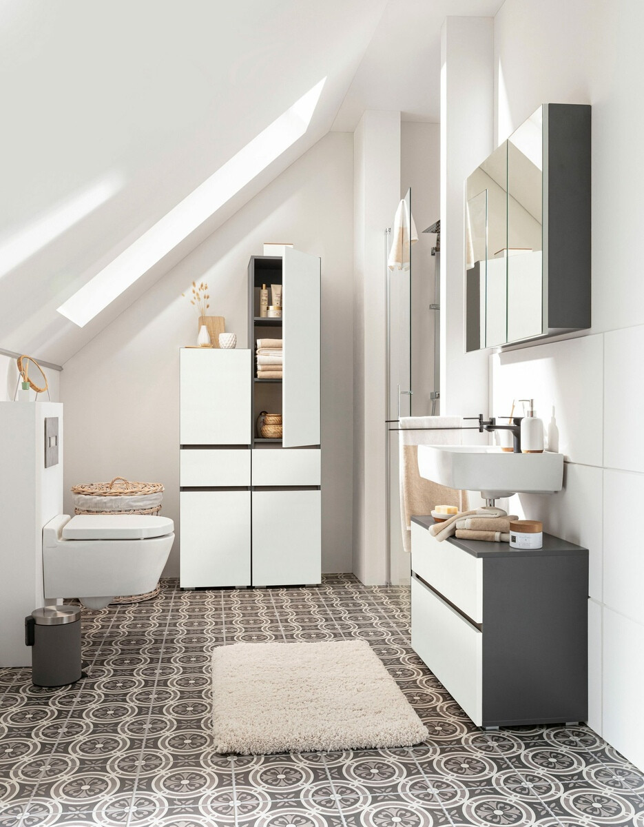 Samostojeći kupaonski ormarić za umivaonik Soncamu 109 (Bijela + Antracit)