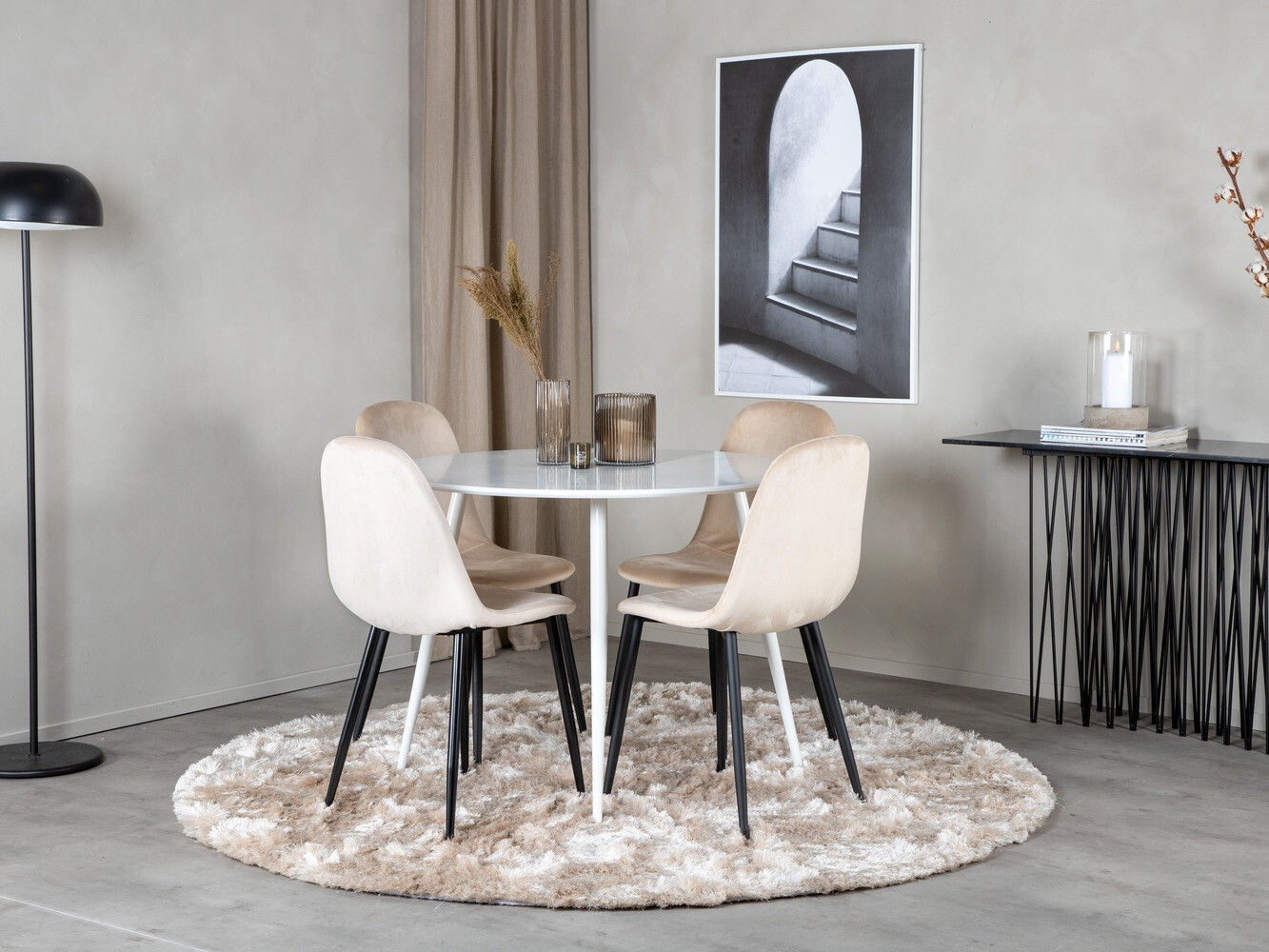 Blagovaonski set Dallas 1581 (Krem + Crna)