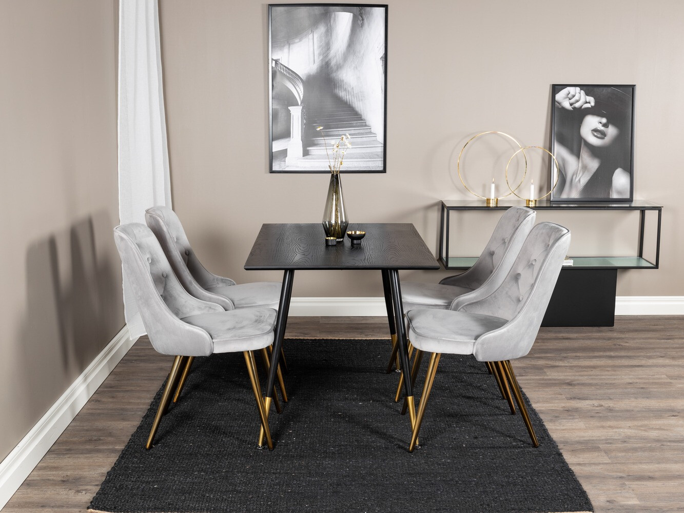 Blagovaonski set Dallas 1673 (Siva + zlatno)