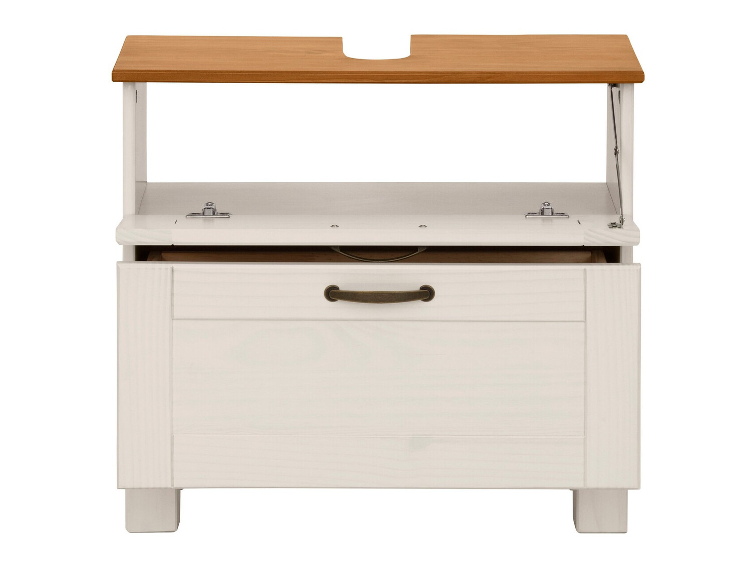 Samostojeći kupaonski ormarić za umivaonik Ophlevu 102 (Bijela + Hrast u boji meda)