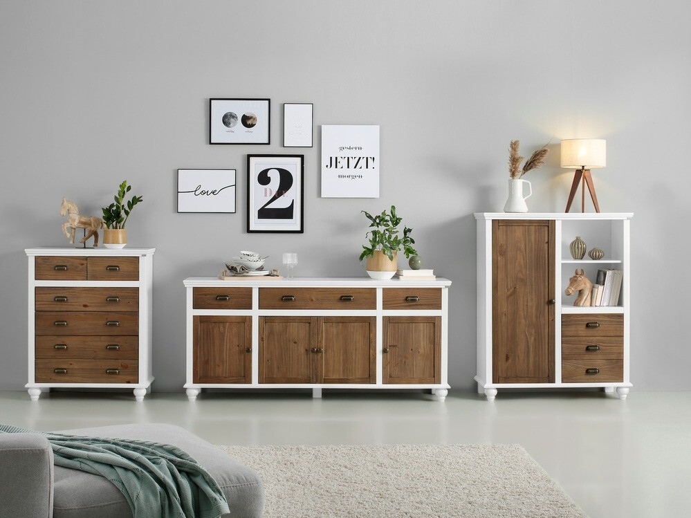 Komoda Tivmeri 103 (Bijela + Smeđa)