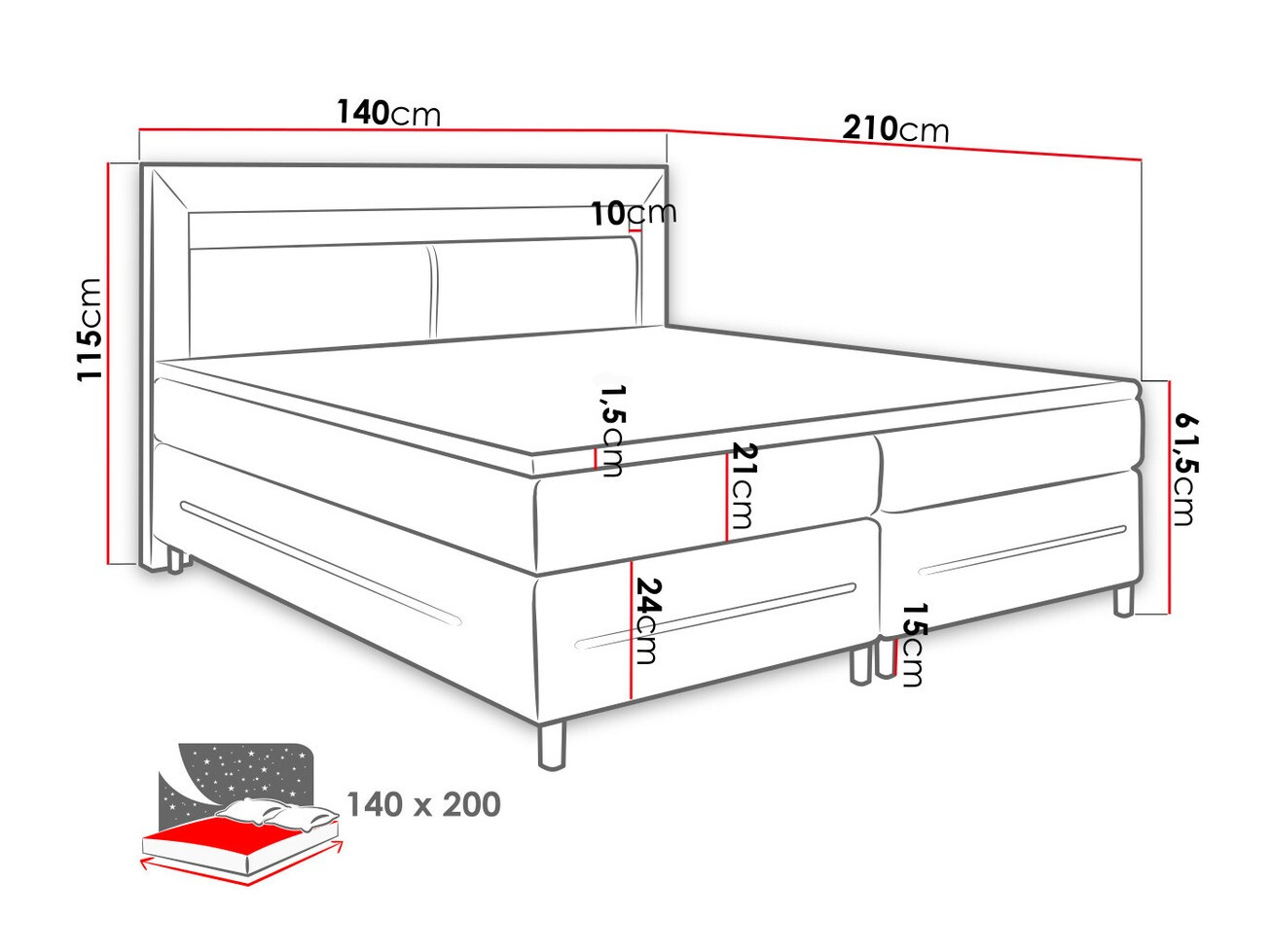 Boxspring krevet Ros (Soft 010)