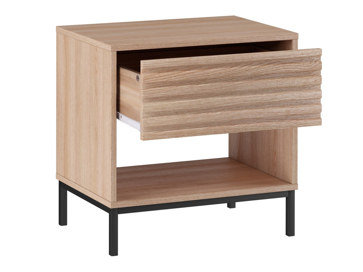 Noćni ormarić Denton 845 (Crna + Hrast)