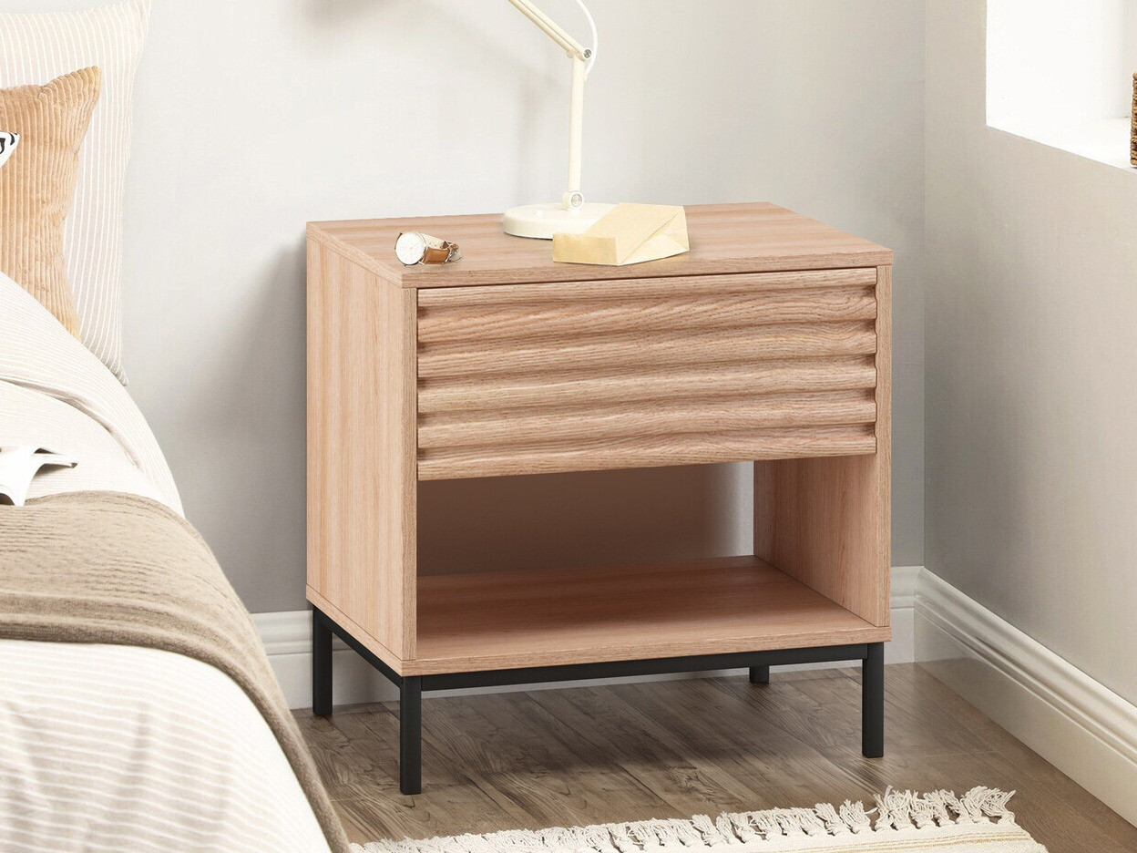 Noćni ormarić Denton 845 (Crna + Hrast)