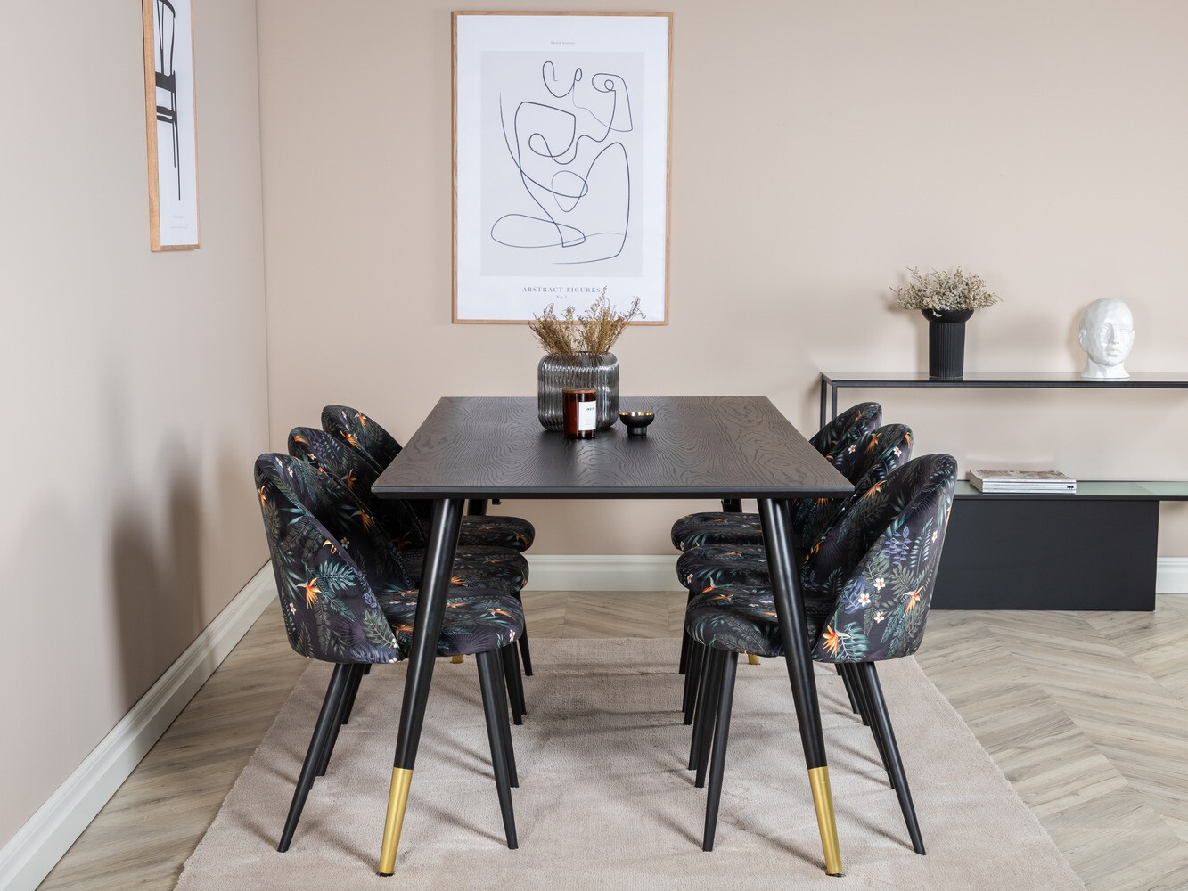 Blagovaonski set Dallas 1876 (Cvjetni uzorak + Crna)