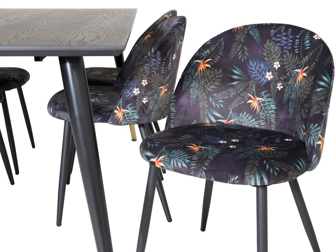 Blagovaonski set Dallas 1876 (Cvjetni uzorak + Crna)