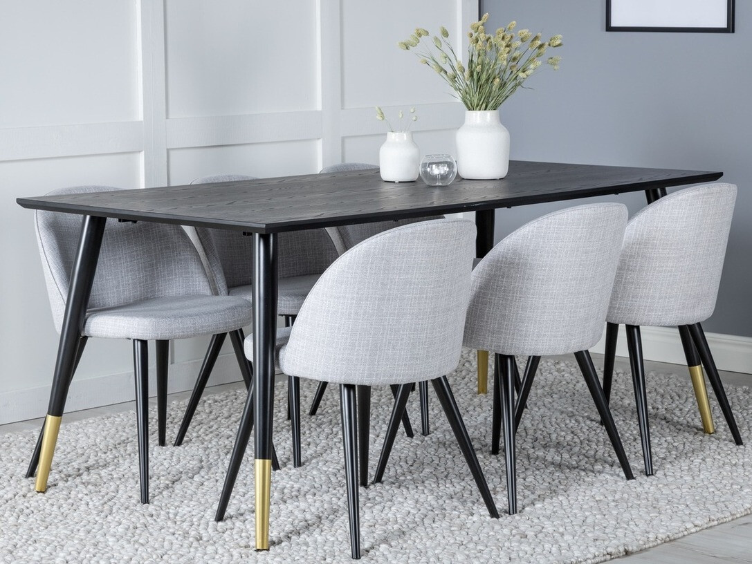 Blagovaonski set Dallas 1876 (Svijetlo siva + Crna)