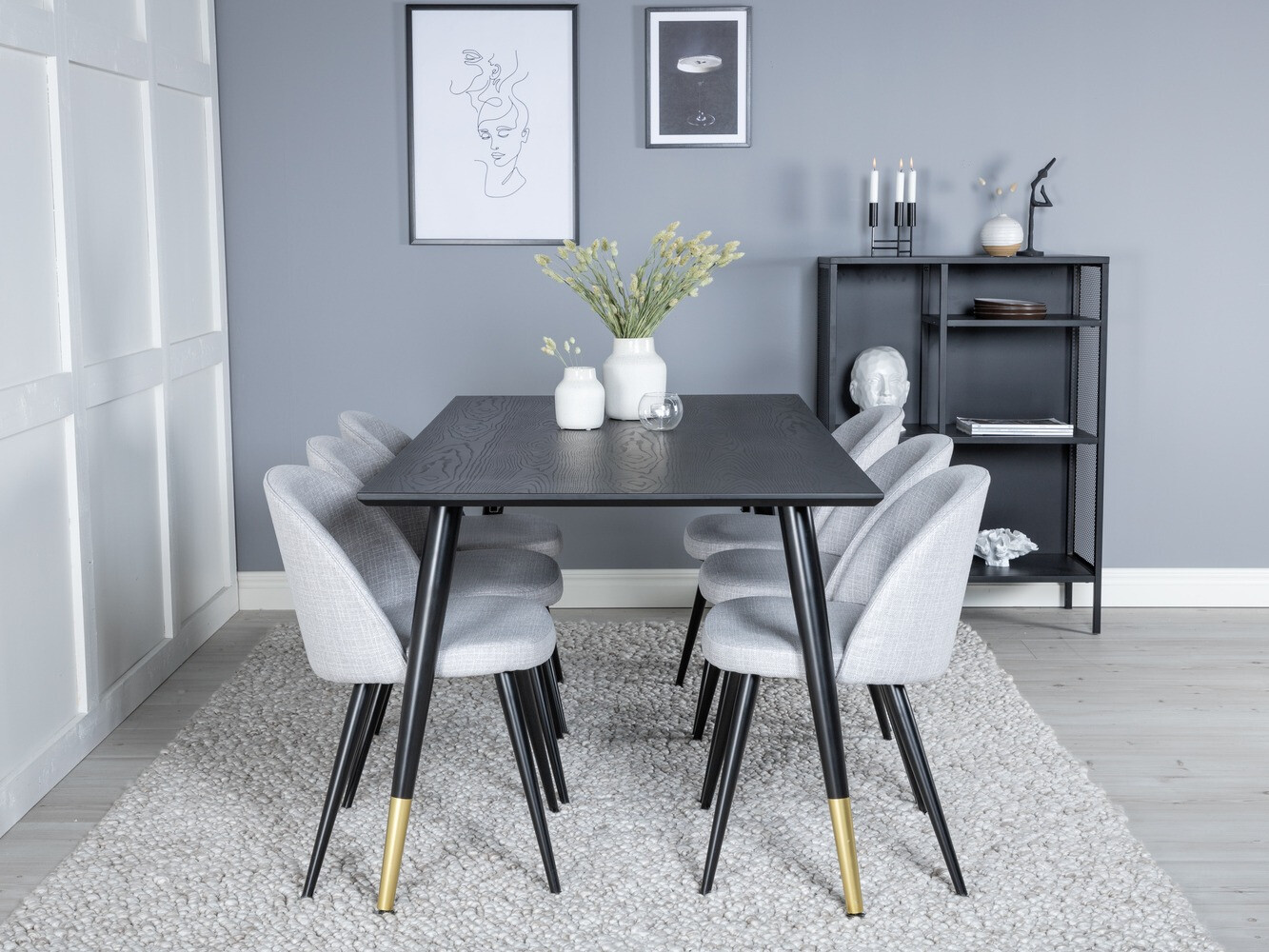 Blagovaonski set Dallas 1876 (Svijetlo siva + Crna)