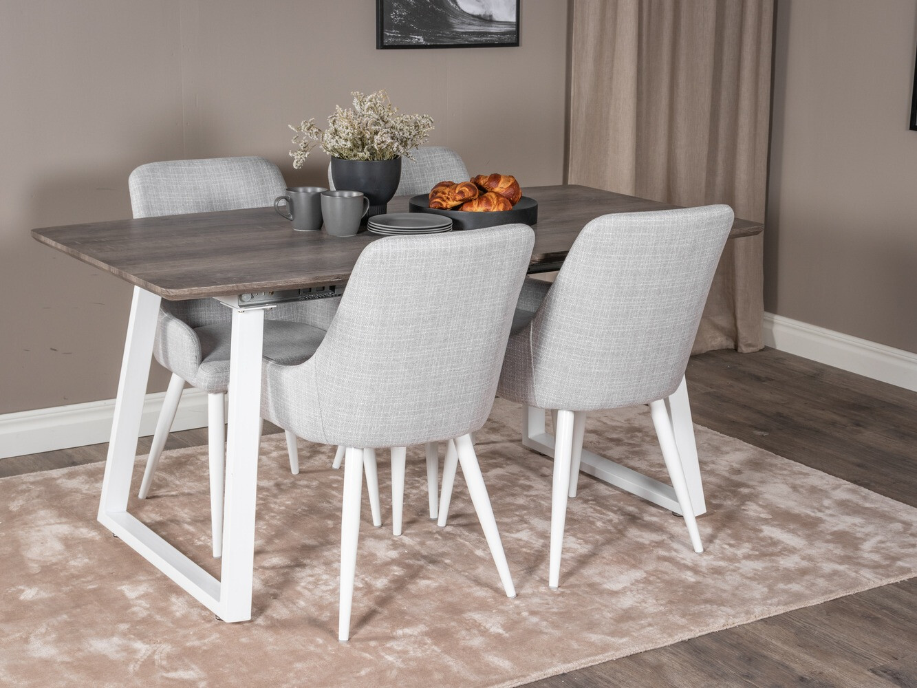 Blagovaonski set Dallas 1978 (Bijela + Svijetlo siva)