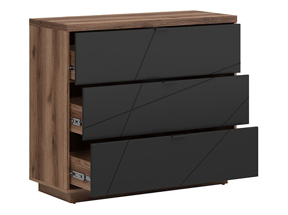 Komoda Fivale 118 (Tamni hrast Delano + Mat crna)