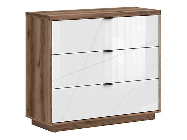 Komoda Fivale 118 (Tamni hrast Delano + Sjajno bijela)