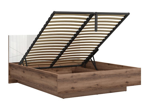 Krevet Fivale 122 (Tamni hrast Delano + Sjajno bijela)