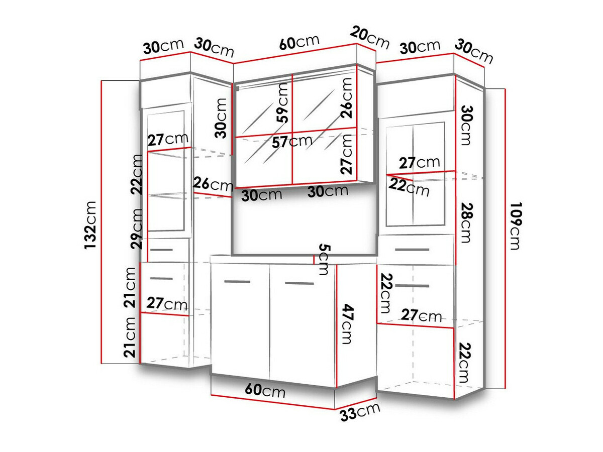 Kupaonski namještaj Scientia III (Sjajno bijela + Bijela)
