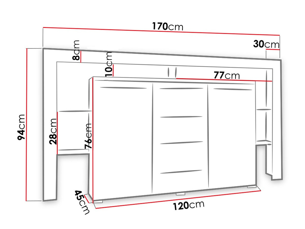 Komoda Aestas (Bijela + Sjajno crna)