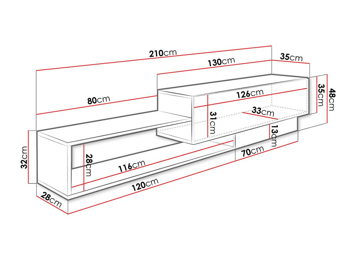 TV stol Pinos (Bijela + Hrast Wotan)