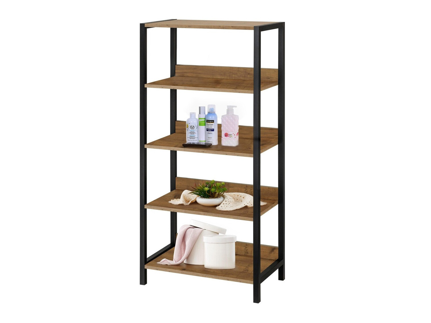 Polica Larnovo 108 (Tamni hrast + Crna)