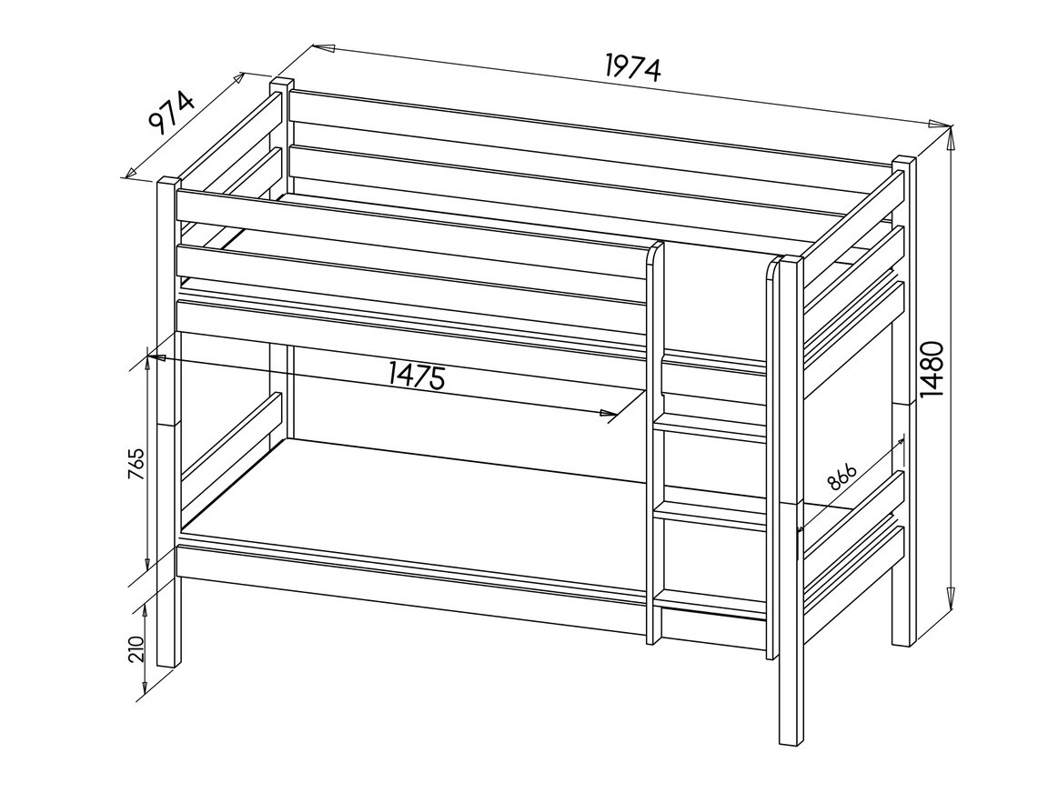 Krevet na kat Ogden 163 (Antracit)
