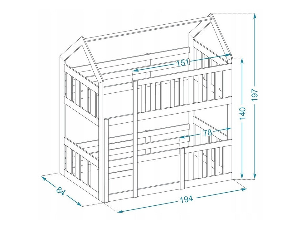 Krevet na kat Aurora 175 (Bijela)