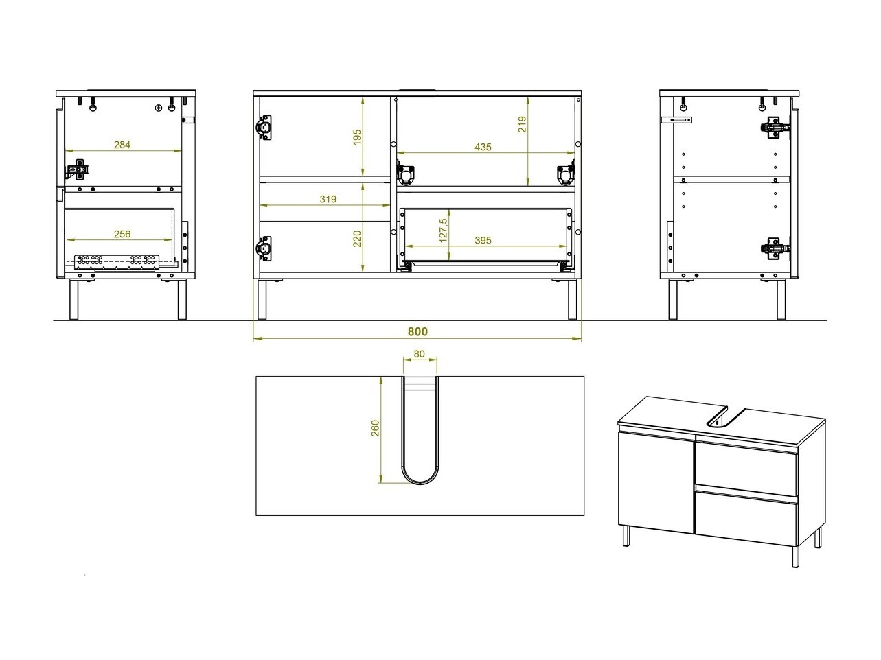 Samostojeći kupaonski ormarić za umivaonik Levtalo 101