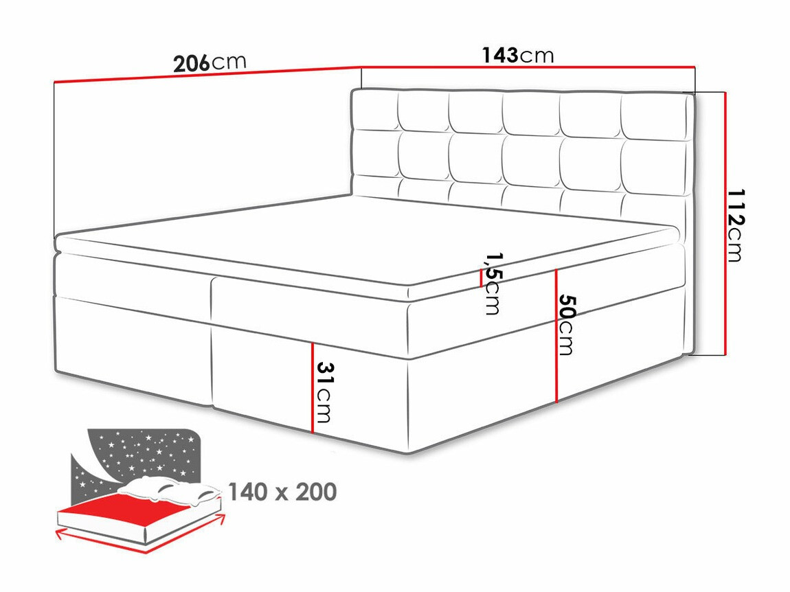 Boxspring krevet Comfivo Osculum I (Muna 08)