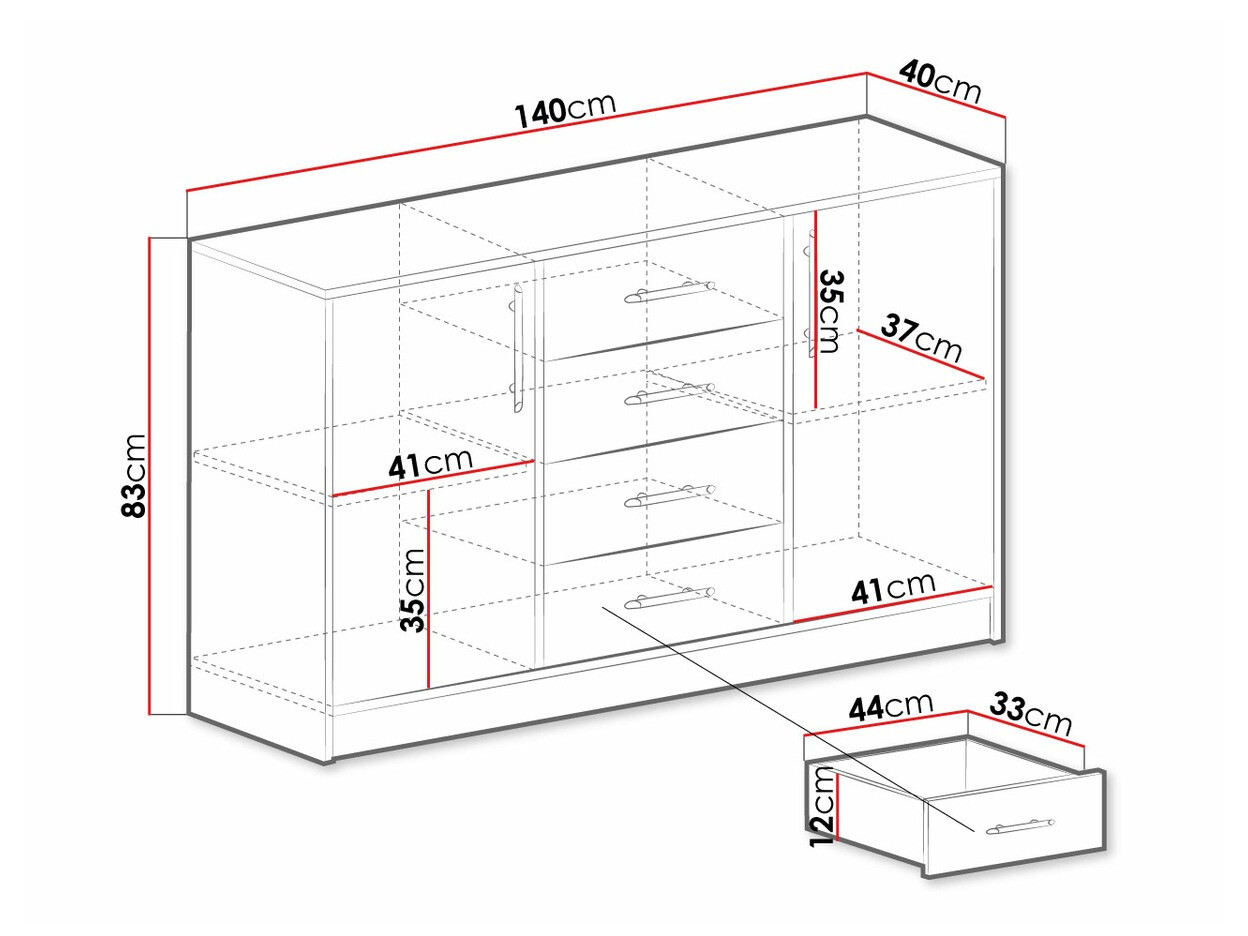 Komoda Cavmero 109 (Sonoma hrast + Bijela)