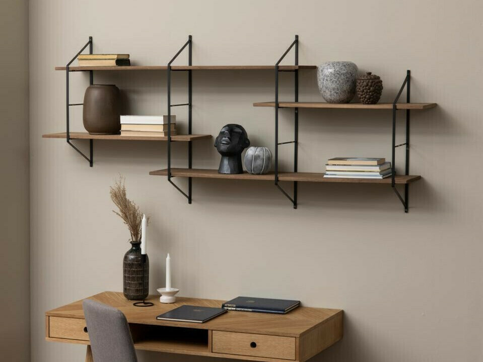 Zidna polica Norsica 447 (Svijetlo smeđa + Crna)