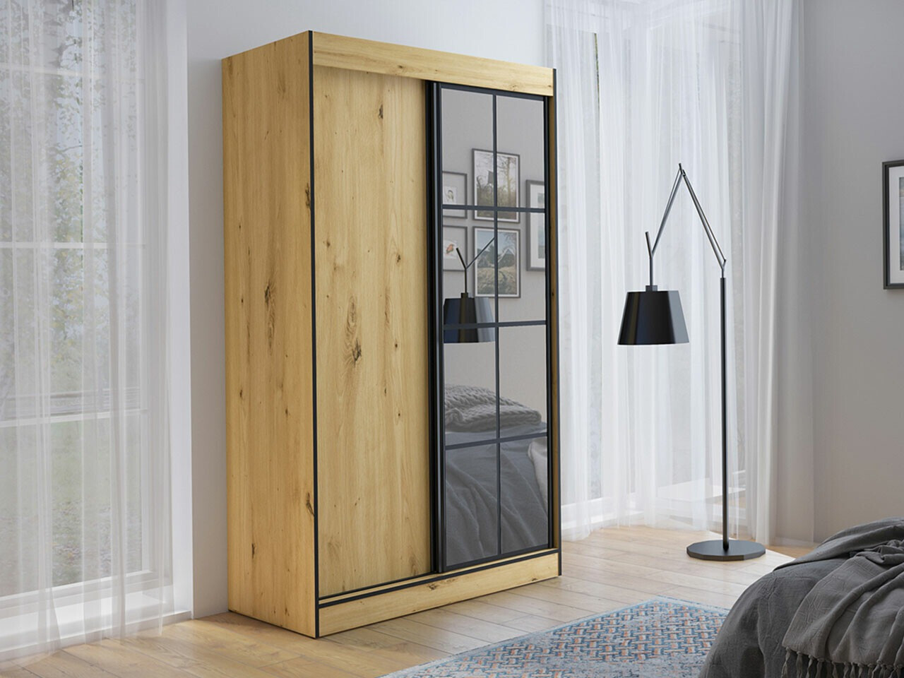 Ormar Toledo 118 (Hrast Artisan + Crna)