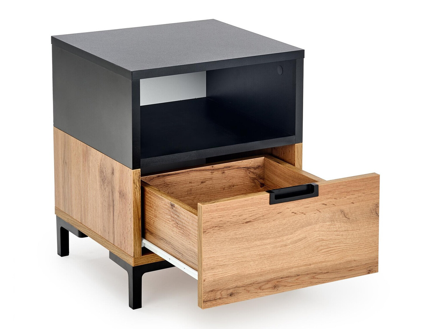 Noćni ormarić Houston 1225 (Crna + Hrast Wotan)