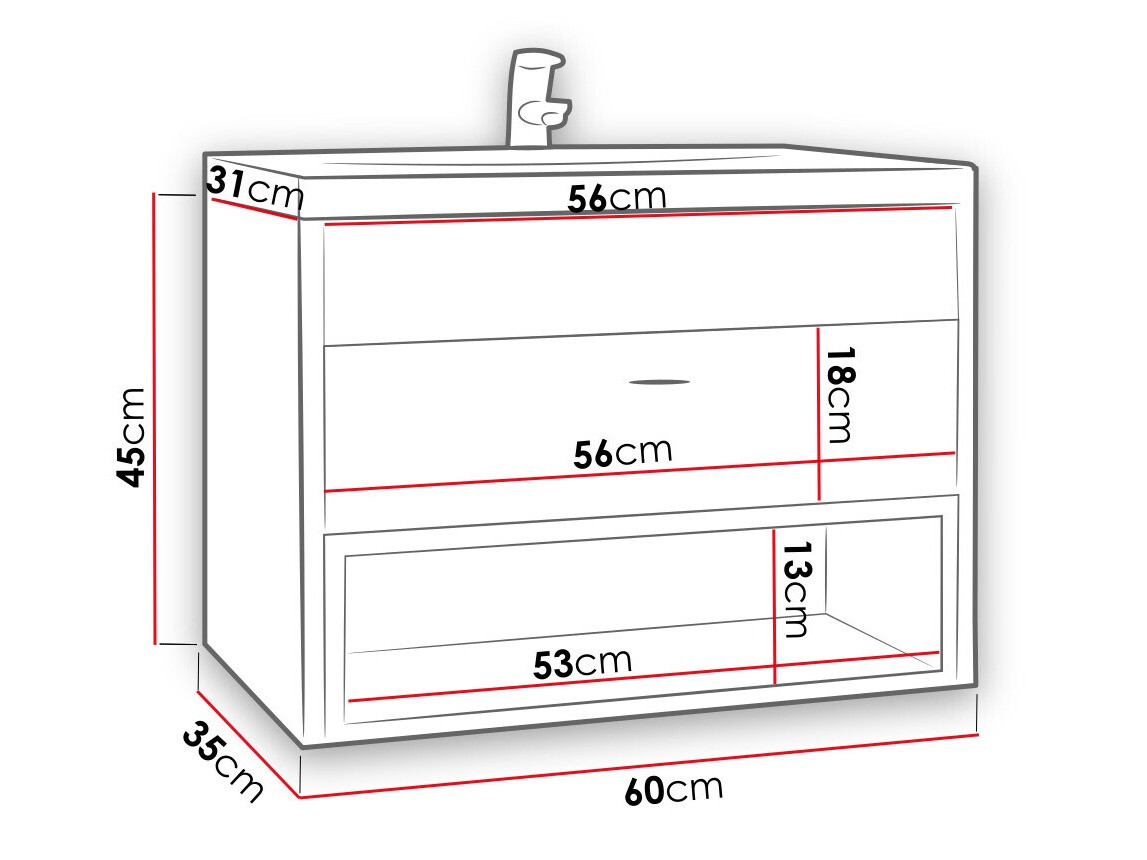 Zidni ormarić za umivaonik Baltesi 118 (Hrast Artisan + Crna)
