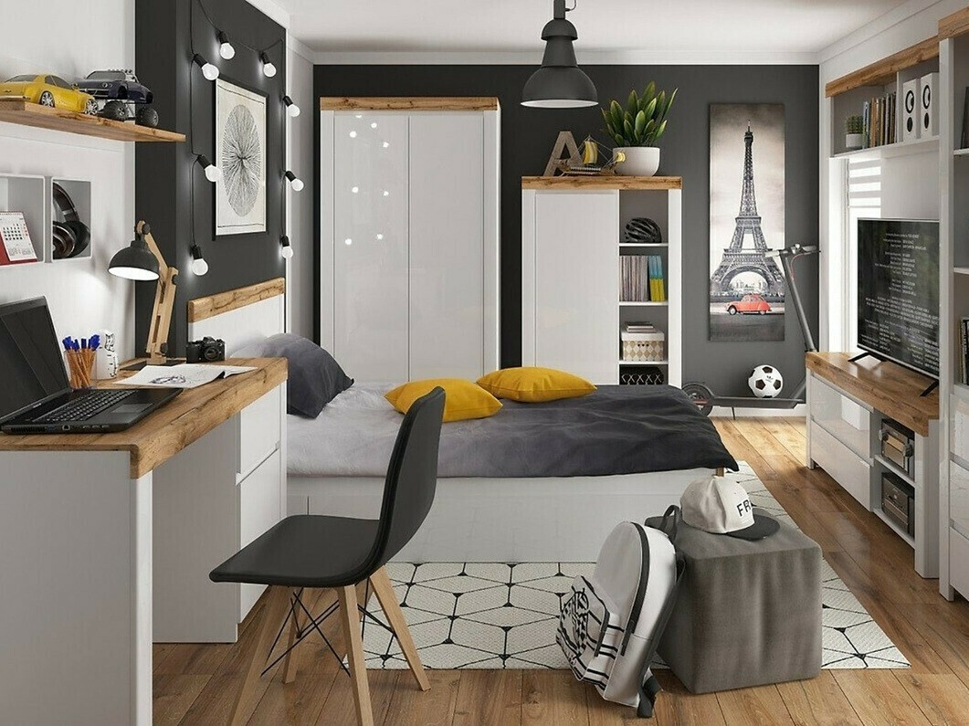 Ormar Sonsoru 110 (Bijela + Sjajno bijela + Hrast Wotan)