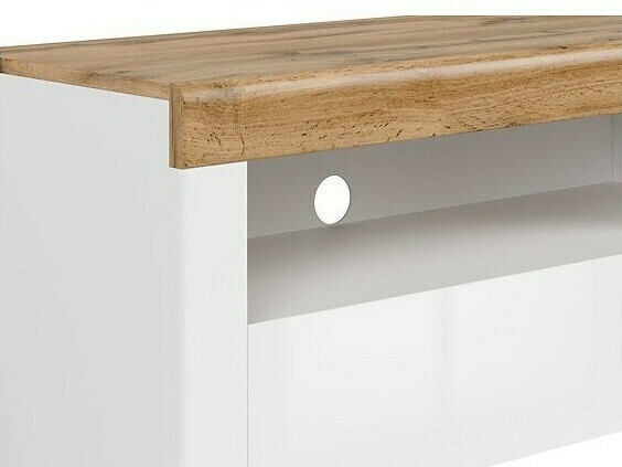 TV stol Sonsoru 107 (Bijela + Sjajno bijela + Hrast Wotan)