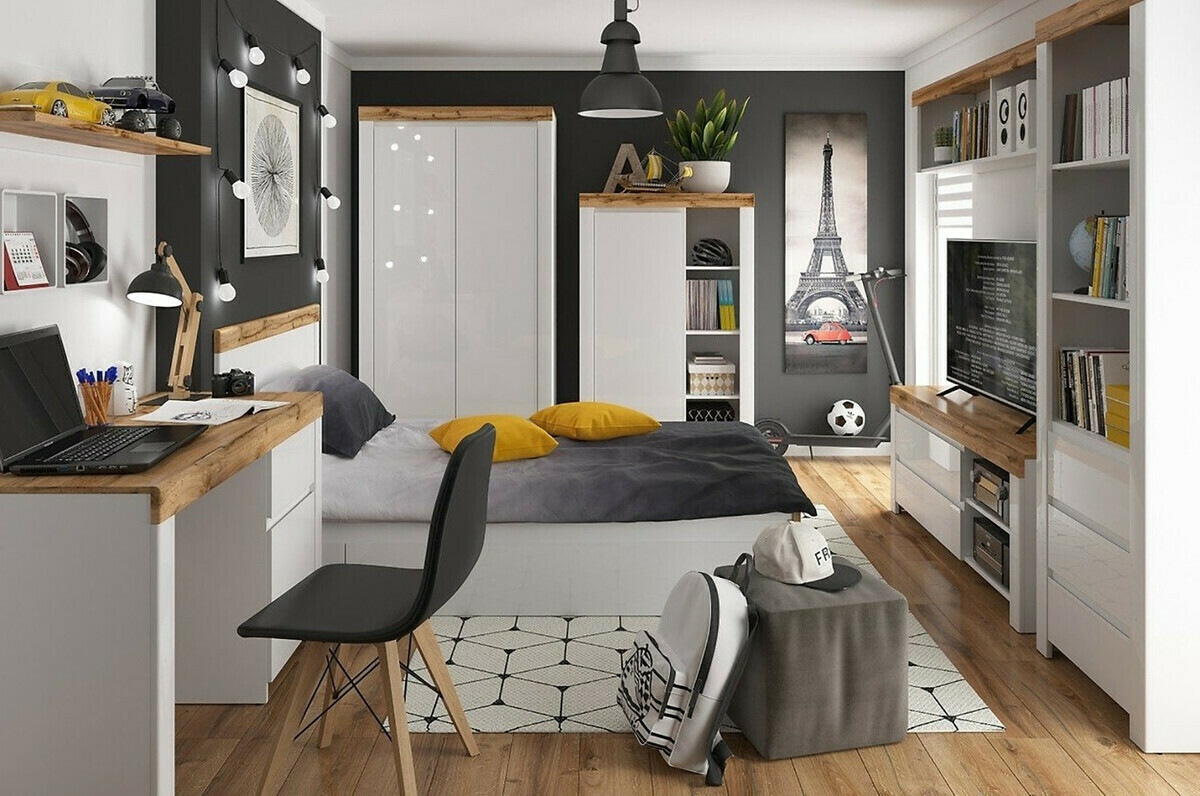 Zidna polica Sonsoru 102 (Bijela + Hrast Wotan)