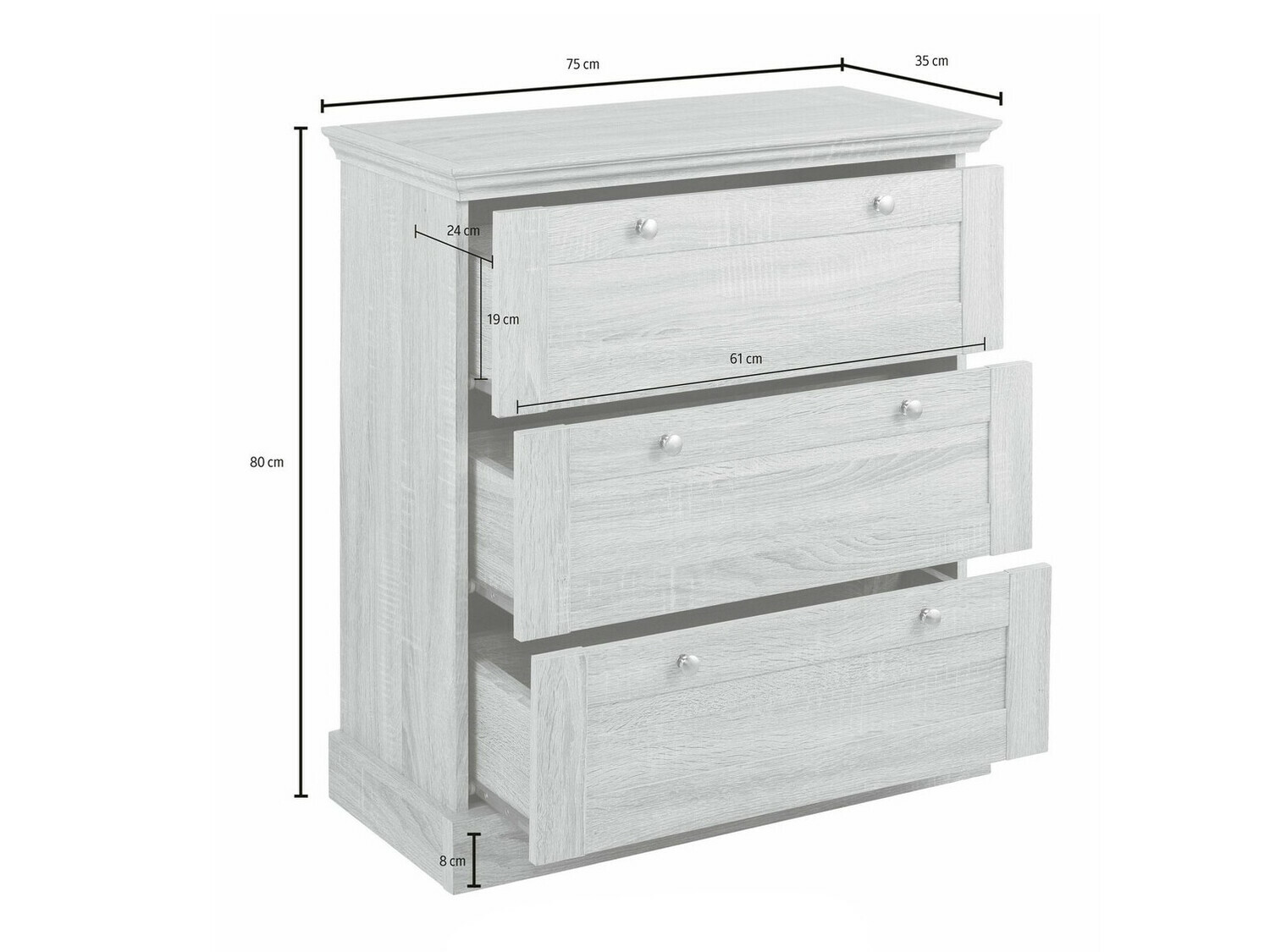 Komoda Lirveri 110 (Siva + Svijetli hrast)