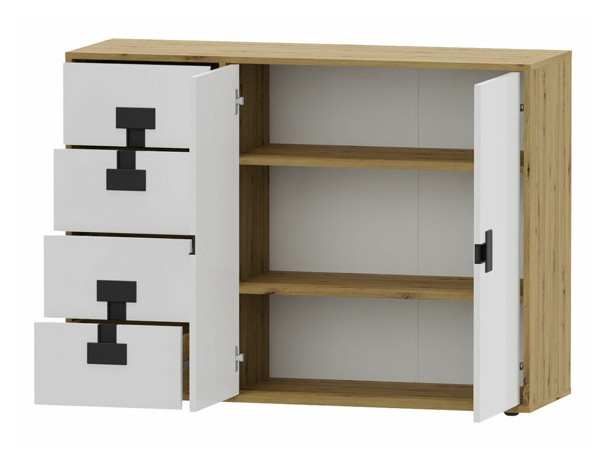 Komoda Florevi 102 (Mat bijela + Hrast Artisan)